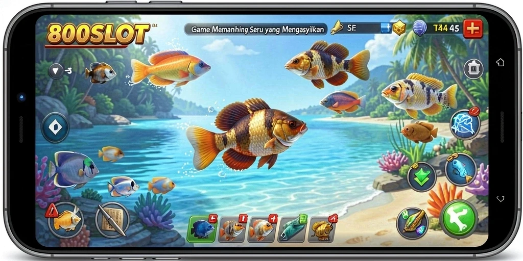 Screenshot gameplay 180SLOT menampilkan aksi memancing yang seru.