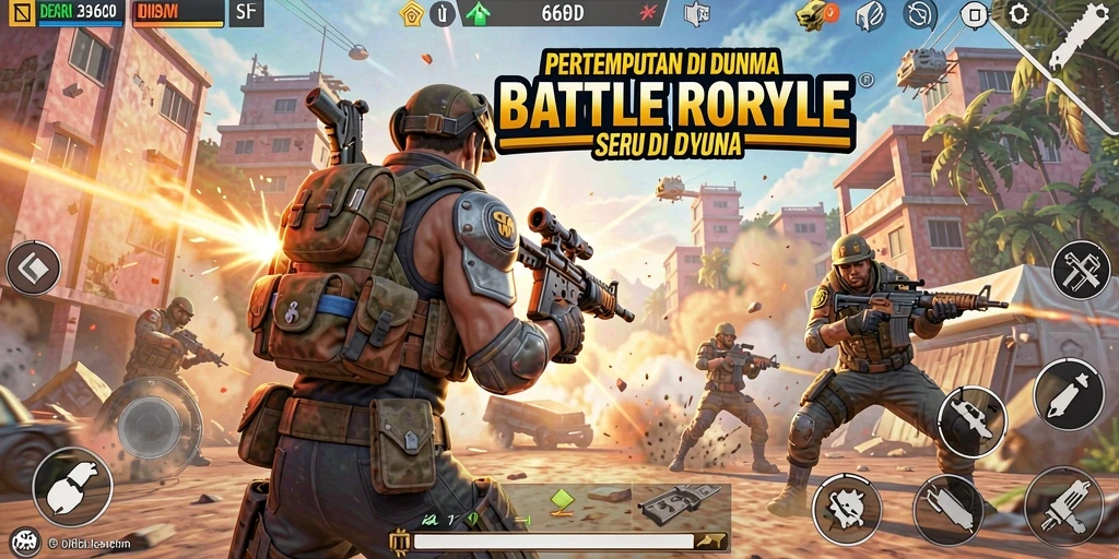 Gameplay intens dan mendebarkan dalam 66D: Pertempuran Battle Royale.