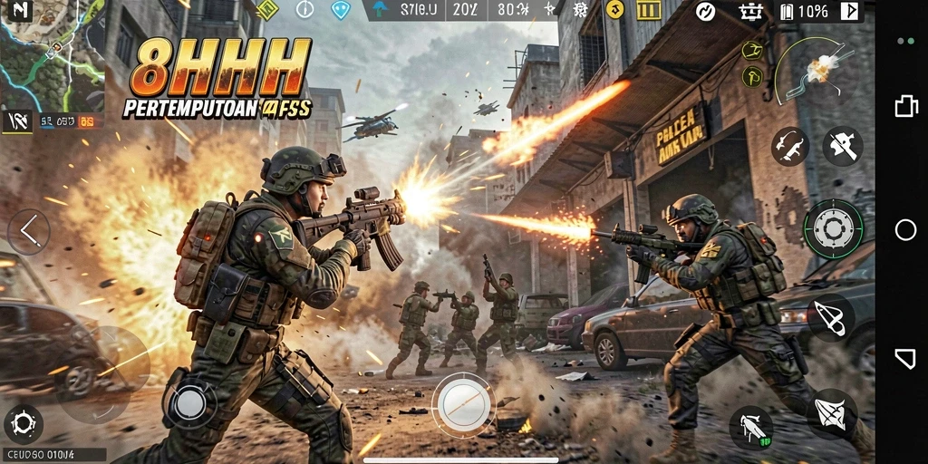 Tampilan gameplay 8HHH dengan pertarungan seru dan grafis mengagumkan.