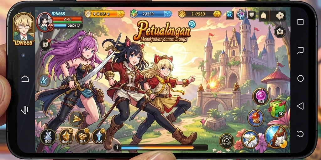 Tampilan aksi seru dari game Anime IDN668.