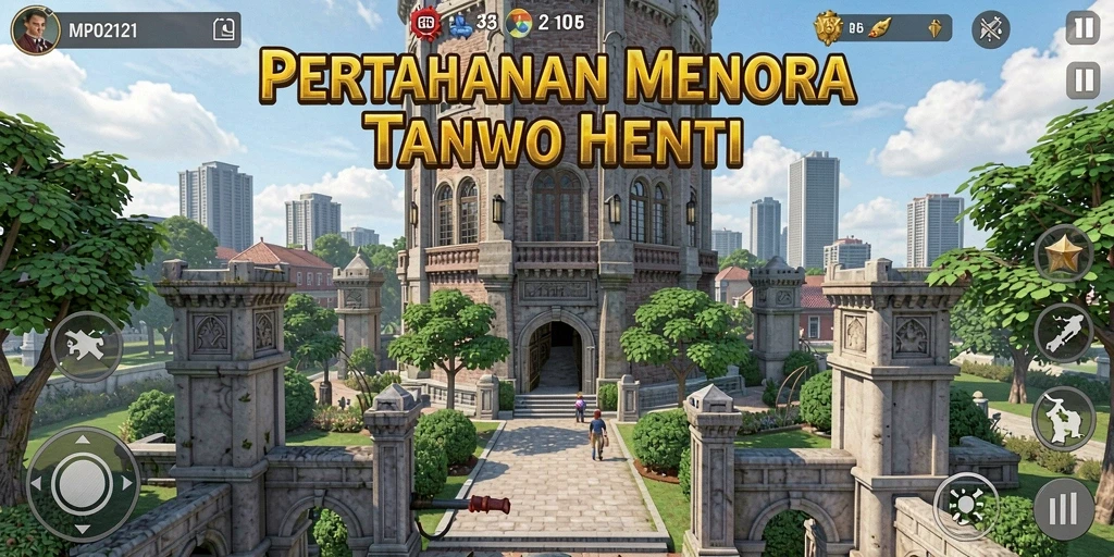 Tampilan gameplay MPO2121 yang menegangkan dalam Tower Defense.