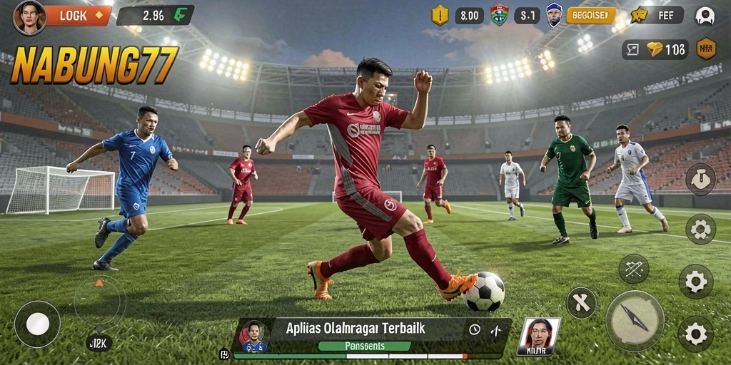 Cuplikan gameplay NABUNG77 yang menampilkan aksi seru olahraga.