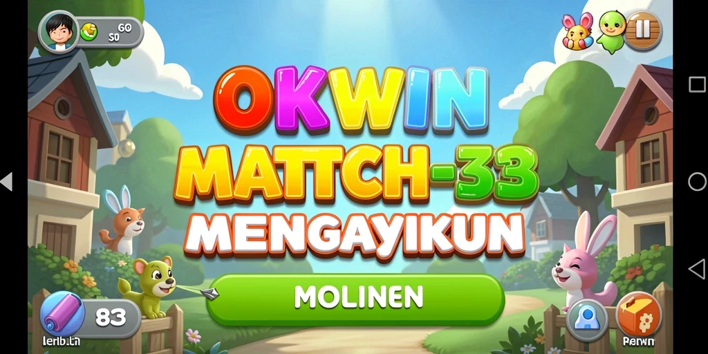 Gameplay Match-3 yang seru di OKWIN dengan grafis menarik.
