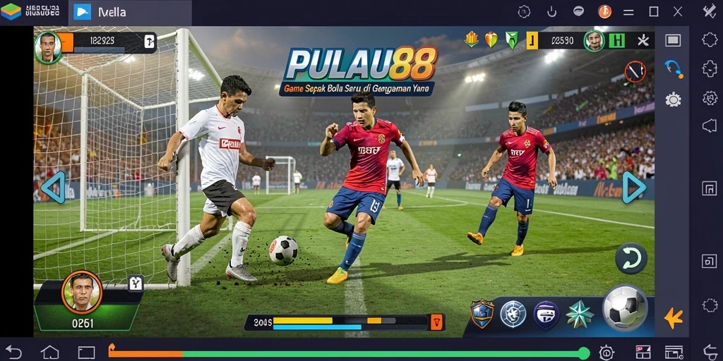 Screenshot PULAU88 menampilkan aksi pertandingan sepak bola yang seru.