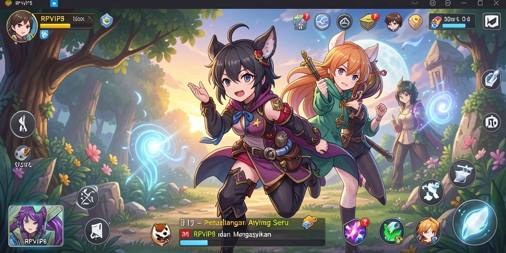 Tampilan gameplay RPVIP8 dengan karakter anime yang mengesankan.