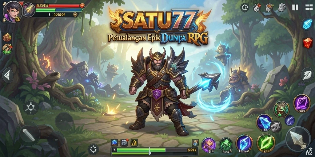 Tangkapan layar gameplay SATU77 yang menunjukkan aksi petualangan RPG.